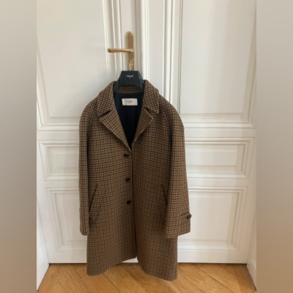 Lemaire Brown Checkered Trench Coat